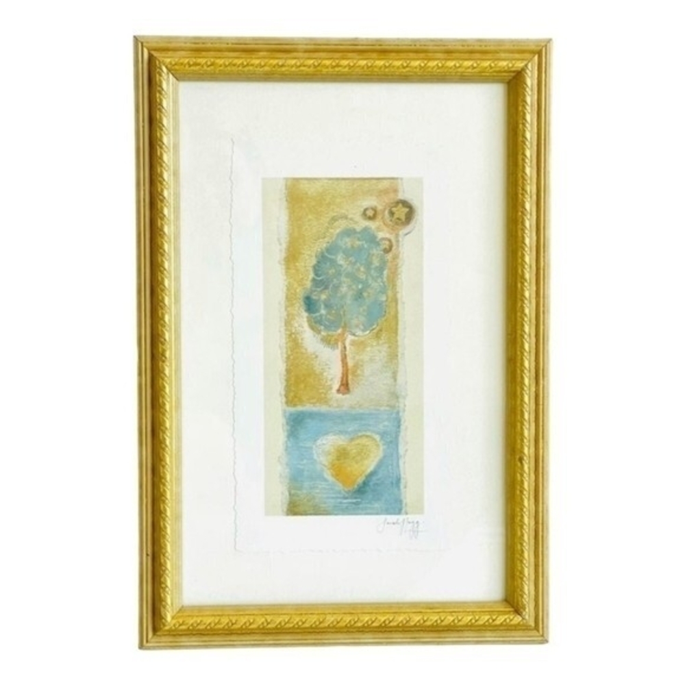 Sarah Lugg Cherry Tree Signed Art Print Vintage Gold Frame 14x9 Wall Decor